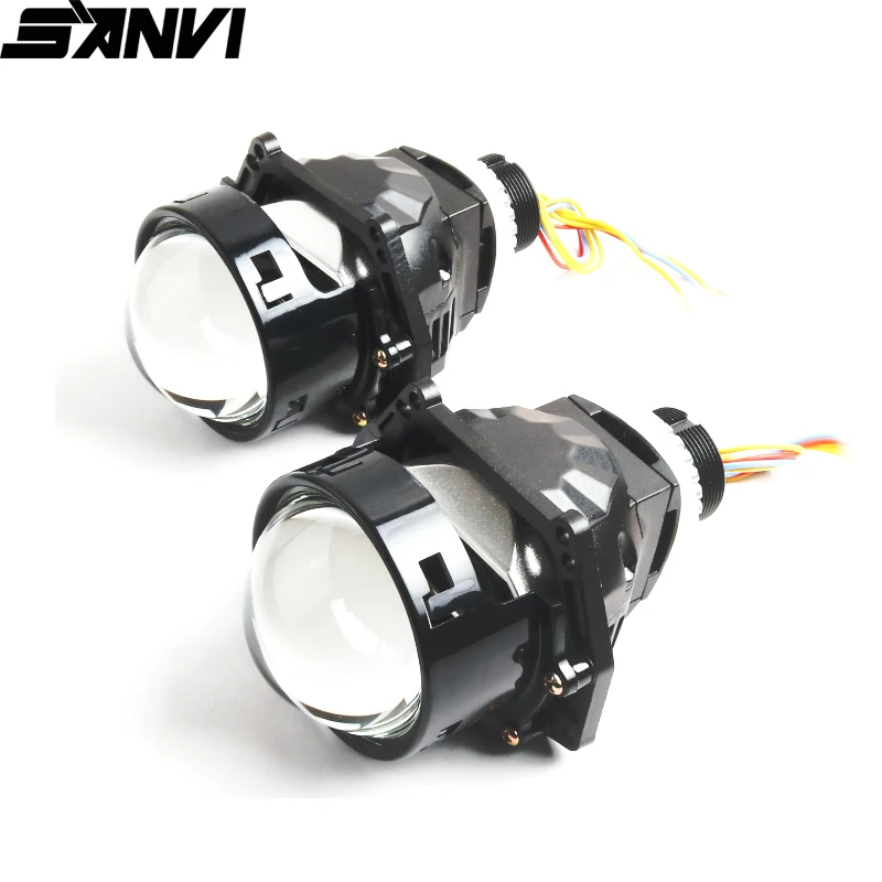 

SANVI Car Bi LED Lens Projector Lens Headlight 3inch 55W 5500K Auto lense Headlamp for Hella 3r G5 With Dual Chip Dual Reflector