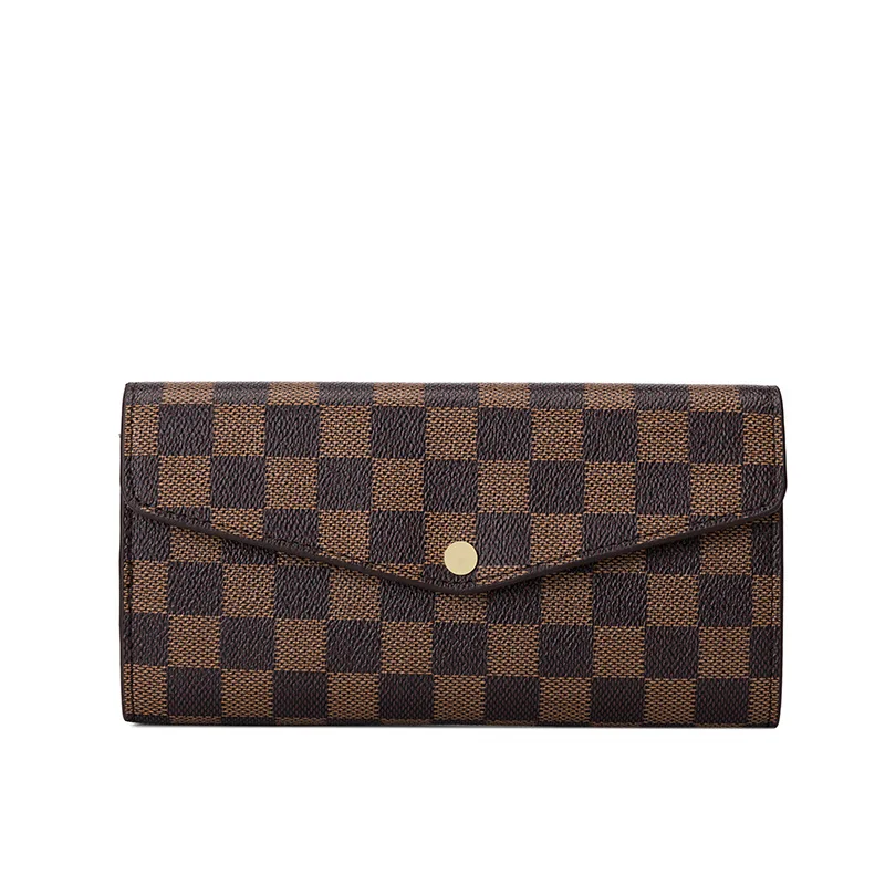 

Classic Checkerboard Pattern Wallets High Quality Artificial Leather Women Wallets Clutches Vintage Luxury Long Coin Purse 2020