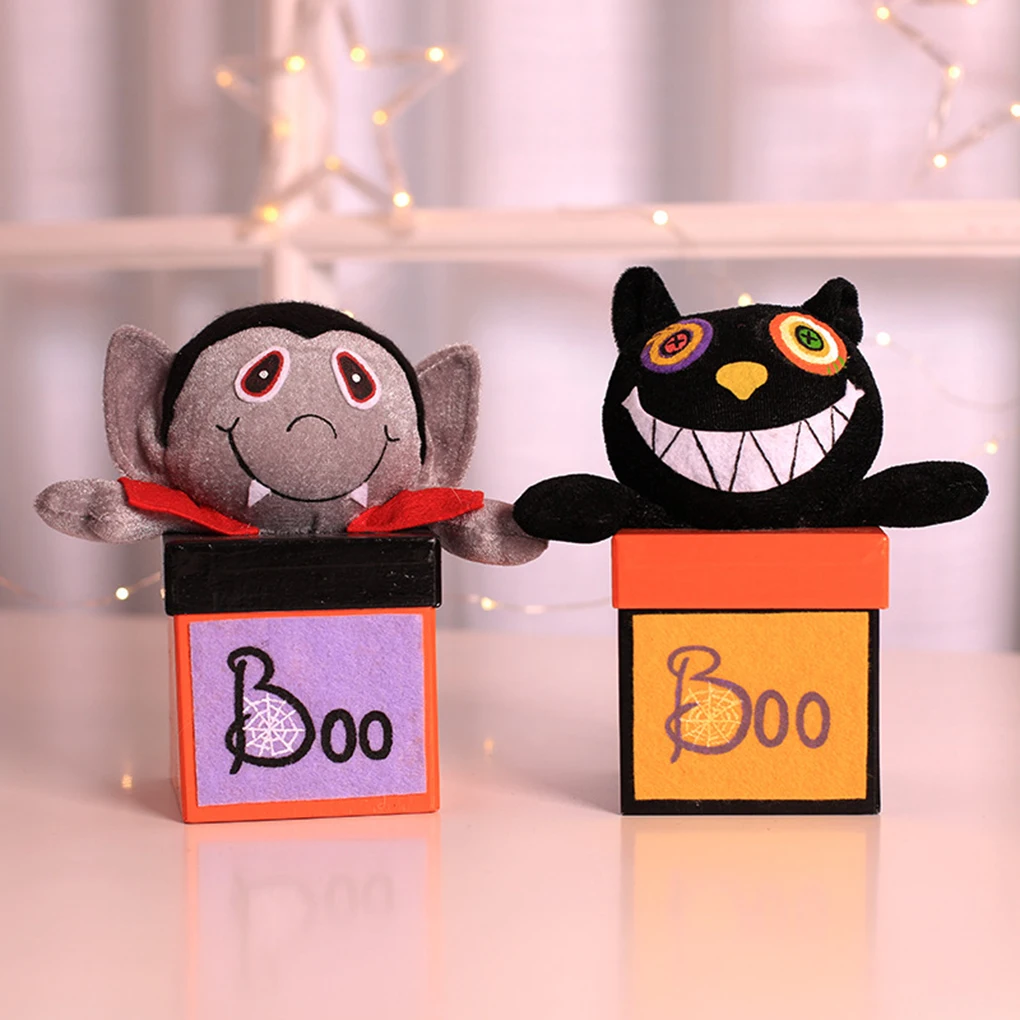 

Halloween Candy Jar Square Sweets Can Cartoon Pumpkin Gift Box Container Home Holiday Decorations