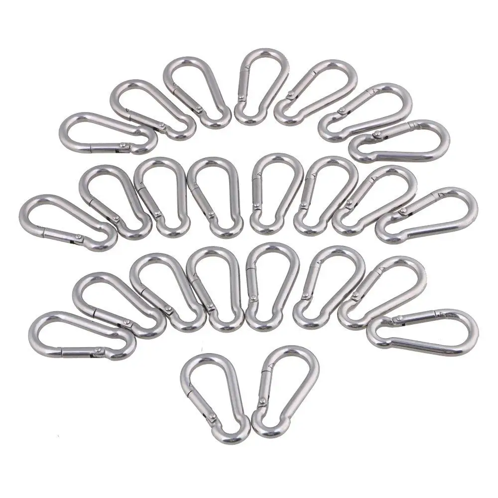 

25pcs 10pcs 5pcs 304 Stainless Steel M4 M5 M6 Multifunctional Spring Snap Carabiner Quick Link Lock Ring Hook snap hook