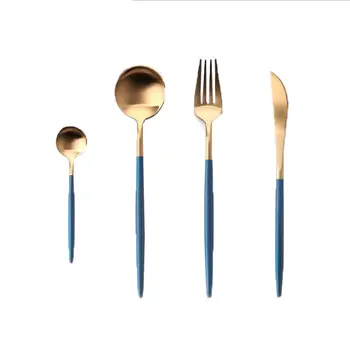 

Pink Gold Cutlery Set Stainless Steel Dinnerware Set 4Pcs Knives Forks Coffee Spoons Flatware Set Kitchen Dinner Tableware Set