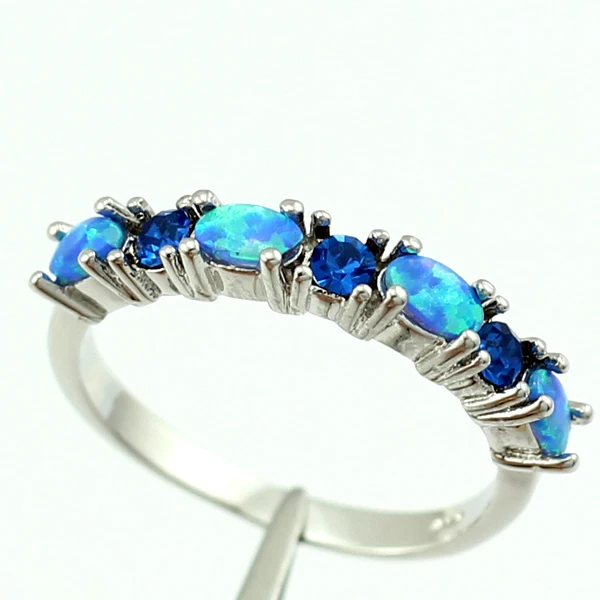 Голубые огненные опаловые Кристальные посеребренные кольца OR822|jewelry women rings|women