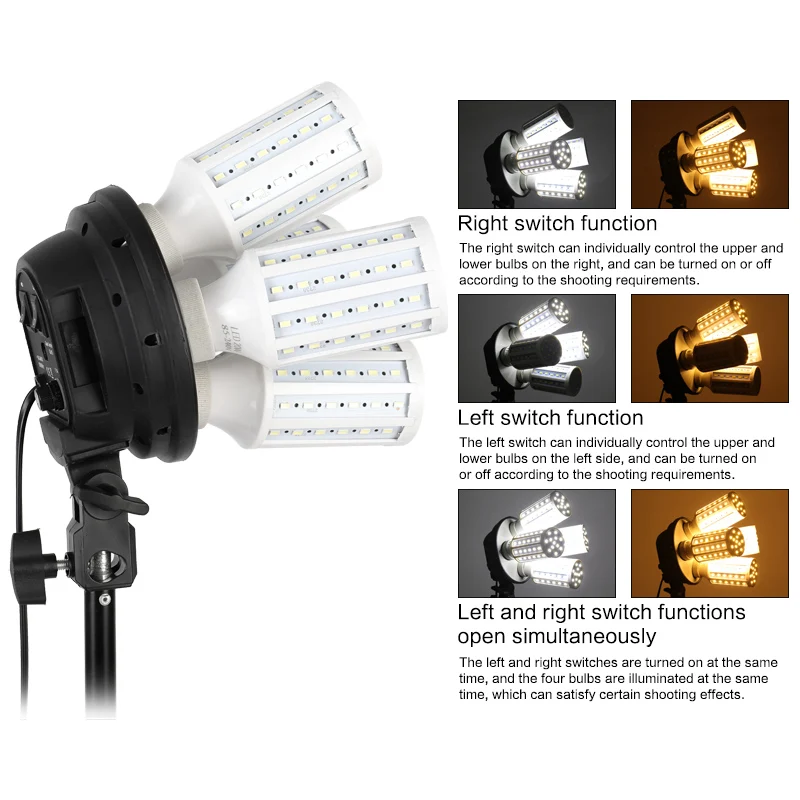 Baratos Fotografía Softbox Kit de caja de luz 8 Uds E27 LED equipo de iluminación de cámara de estudio fotográfico 2 Softbox 2 Soporte de luz con bolsa de transporte
