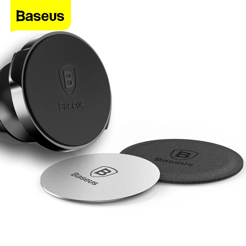 Baseus Magnetic Disk For Car Phone Holder 2 pieces Use Magnet Mount Mobile Phone Holder Stand Metal & Leather Iron Sheets Plate