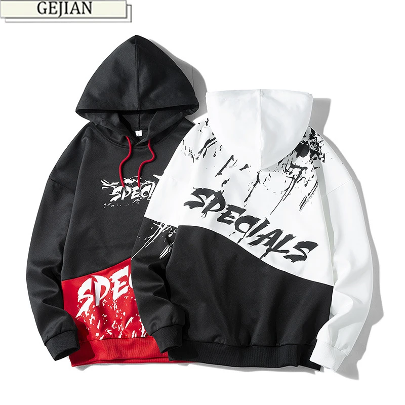 

GEJIAN 2019 New Hoodies Brand Casual Men Hoodies Print Trend Hip Hop Streetwear Stitching Fashion Men Sweatshirt sudadera hombre