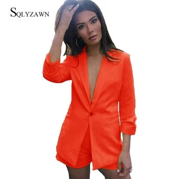 

Women Sexy Office Lady Two Piece Co Ords Suit Set Fall Streetwear Blazer Jacket and Short Pants Korean Matching Pink Club Outfit