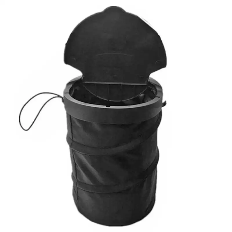

Black Compressible Car Trash Bin Creative Unique Car Interior Admission Projects Oxford Plastic Garbage Can Holder Cleaning Tool