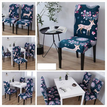 

4 / 6PCS Printed Stretch Chair Cover Elastic Spandex Removable Protective Chair Cover for Banquet Wedding Hotel Restaurant