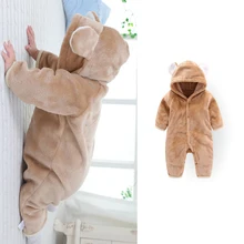 Kids Children Winter Rompers Baby Girls Boys Soft Flannel Jumpsuits Infants Clothes
