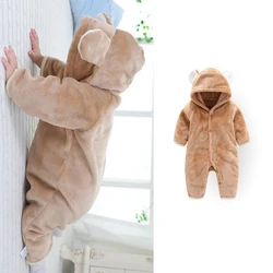 Kids Children Winter Rompers Baby Girls Boys Soft Flannel Jumpsuits Infants Clothes