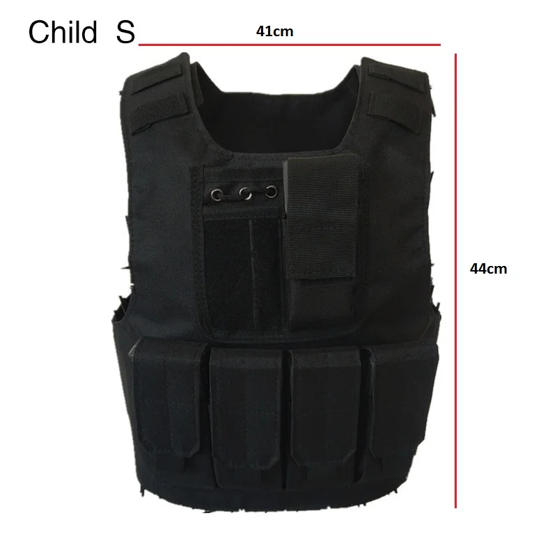 Children S black 5 стилей, военный тактический жилет, тренировочная одежда, Охотничий Жилет, Тактический бронежилет, снаряжение для активного отдыха, штурмовая пластина - Цвет: Children S black