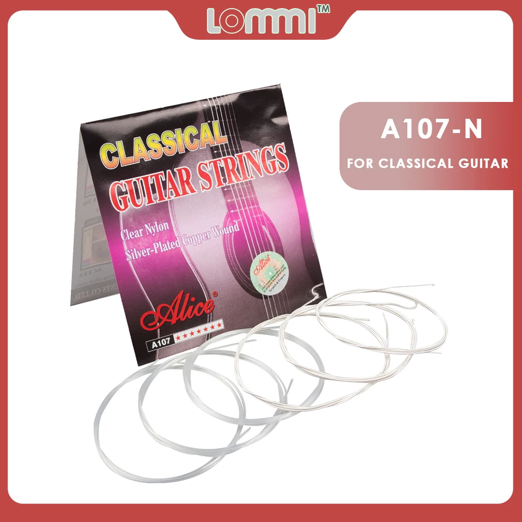 

LOMMI Alice A107-N Clear Nylon Classical Guitar Strings Silver-Plated Copper Wound .028-.043 Strings Gauge Guitar Accessories