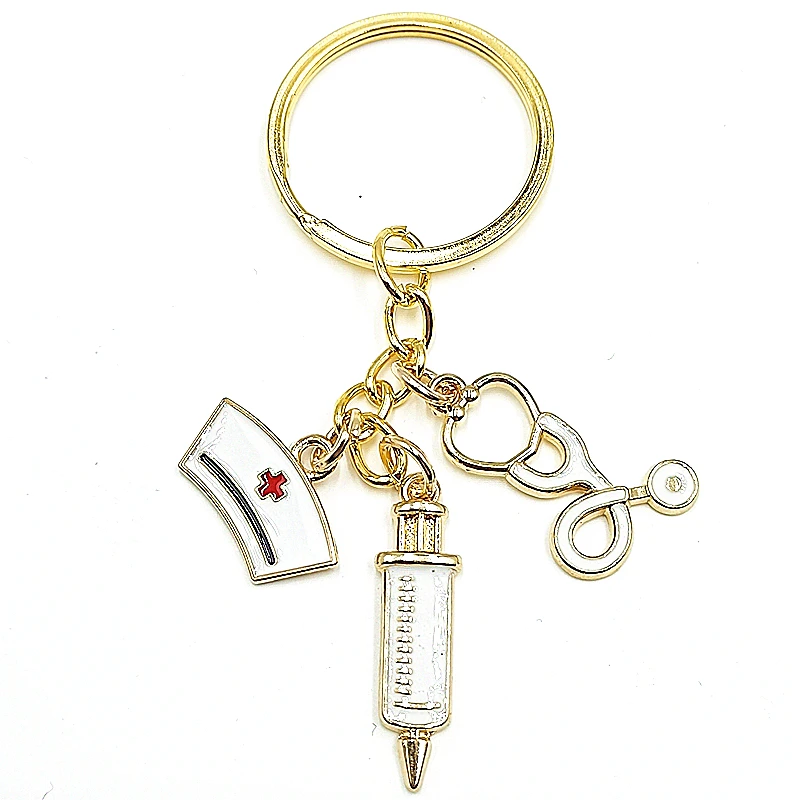 

2020 New Nurse Cap Medical Keychain Stethoscope Thermometer Needle Syringe Cute Keychain Jewelry Gift