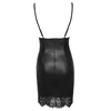 Women Lady Bodycon Dress Lace Chic Leather Dress Party Dress Spaghetti Strap V Neck Lace Tassel Club Short Mini Dress vestidos ► Photo 3/6