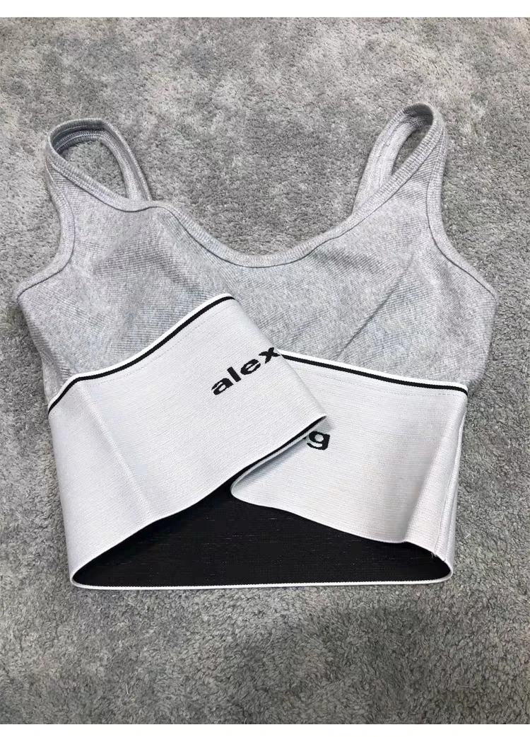 

2020 Spring Summer Sports Short Slim Knit Sexy Bottom Strap Vest Letter Logo Top + skirt for Women A2