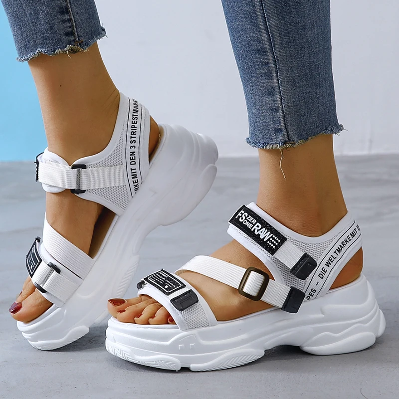 Aphixta 5cm platform women's sandals summer slides buckle Slides casual sandals cool sports shoes summer sandalia mujer