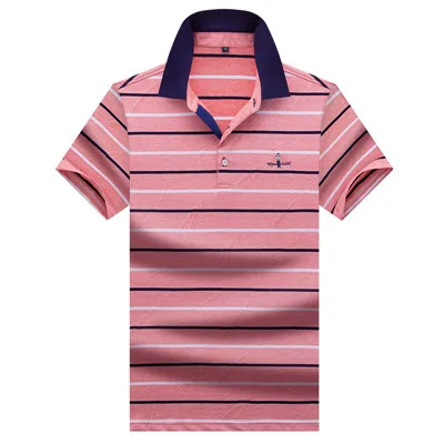Роскошная брендовая мужская рубашка поло Tace Shark US, повседневная мужская рубашка поло с коротким рукавом, классические рубашки поло в полоску - Цвет: ZZT3321-PINK