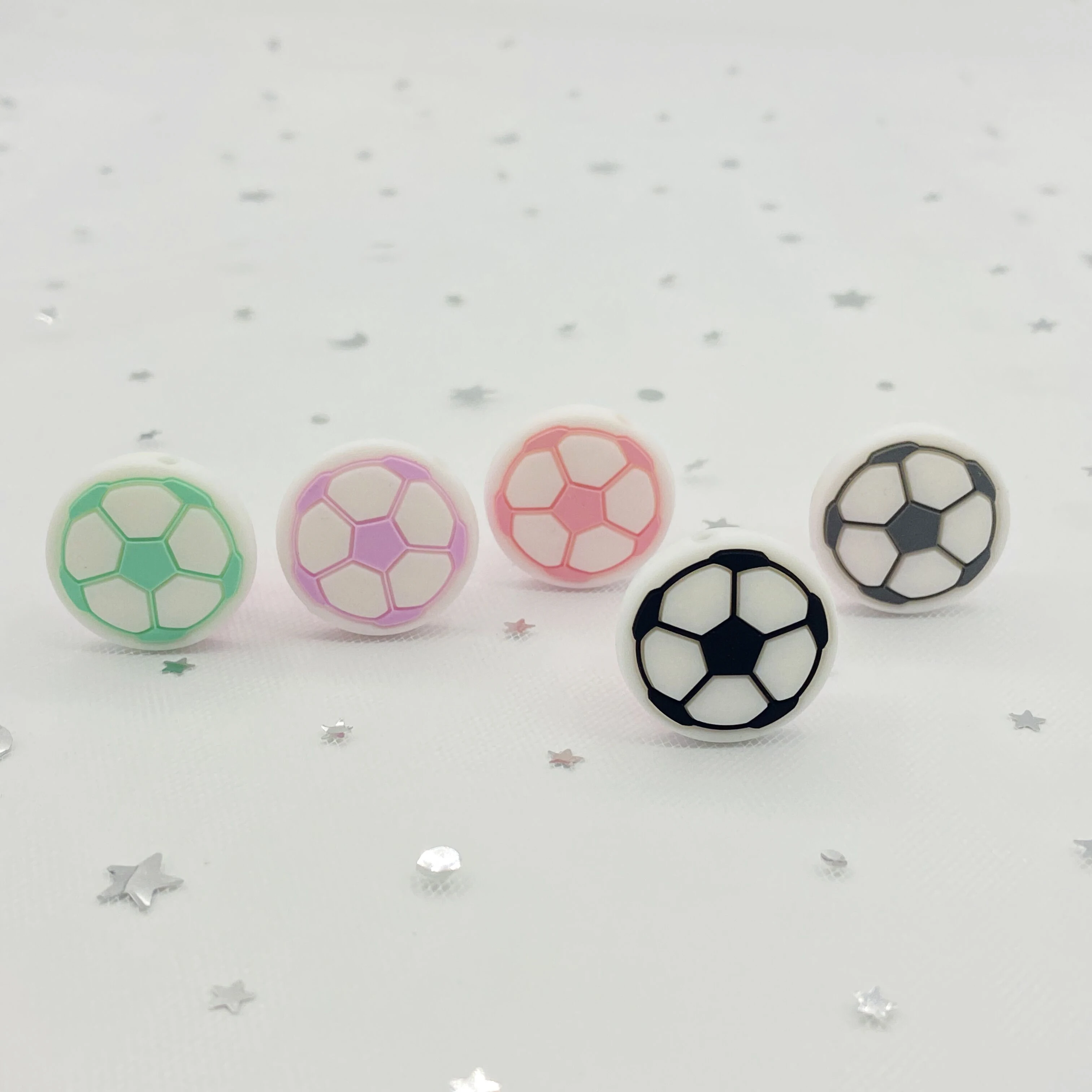 BPA 프리 DIY 미니 축구 비즈, 원형 실리콘 비즈, 쥬얼리 만들기,  장난감 액세서리, 소년 선물 장난감, 10 개
