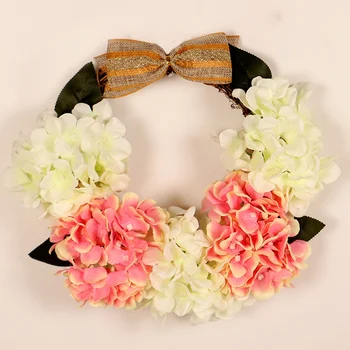 

12-Inch Silk Hydrangea Front Door Hanging Wreath Artificial Hydrangea Flower Garland Wedding Party Spring Decor