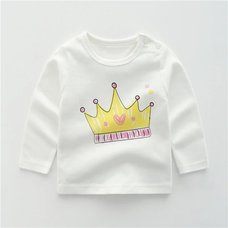 Осенние хлопковые топы для маленьких мальчиков и девочек, футболки с длинными рукавами Зимняя Повседневная футболка с рисунком для малышей Одежда для новорожденных, футболка - Цвет: 20