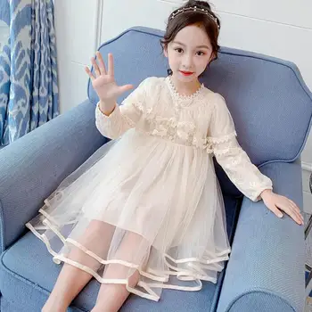 

Age 4-14Y Big Girl Shawl Dress 2020 New Arrival Spring Lace Princess Dress Beautiful children's dress Size 110-160cm