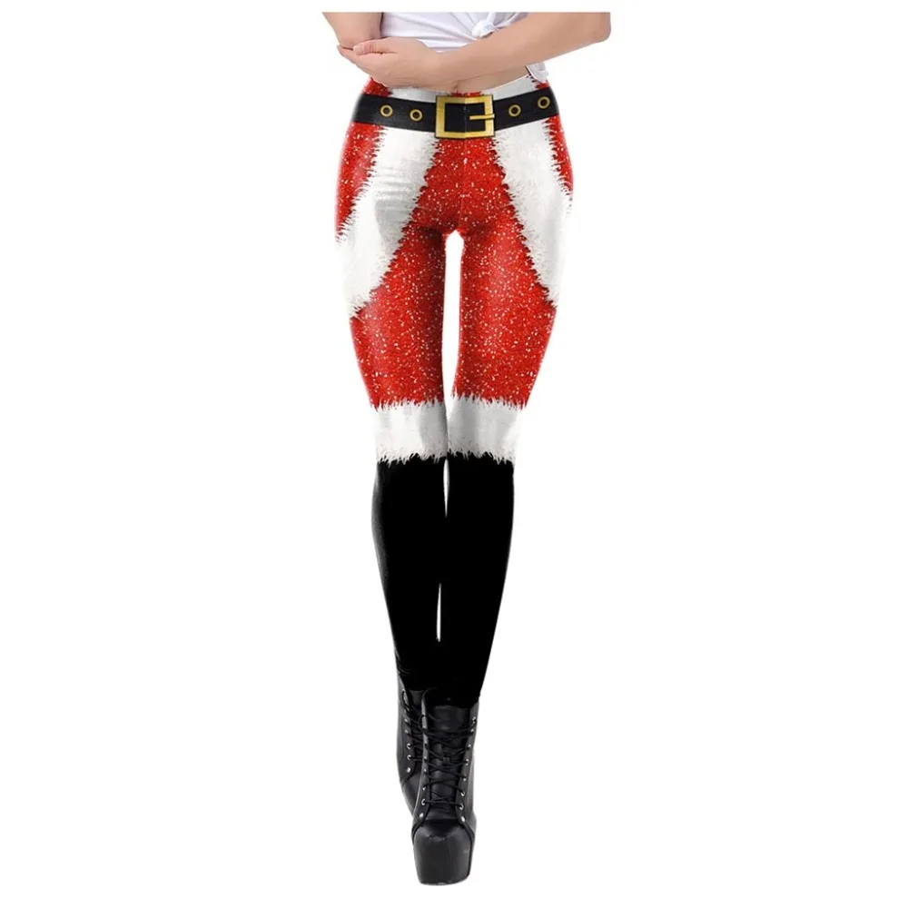 Рождественские Женские Бесшовные штаны для йоги с высокой талией, красные рождественские леггинсы с принтом, спортивные женские бесшовные леггинсы W