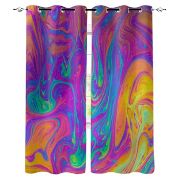 

Psychedelic Multicolored Irregular Graphics Art Window Curtains Living Room Curtain Home Decor