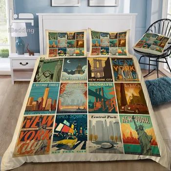 

New York City Multi Image 3D Bedding Set Printed Duvet Cover Set Queen King Twin Size