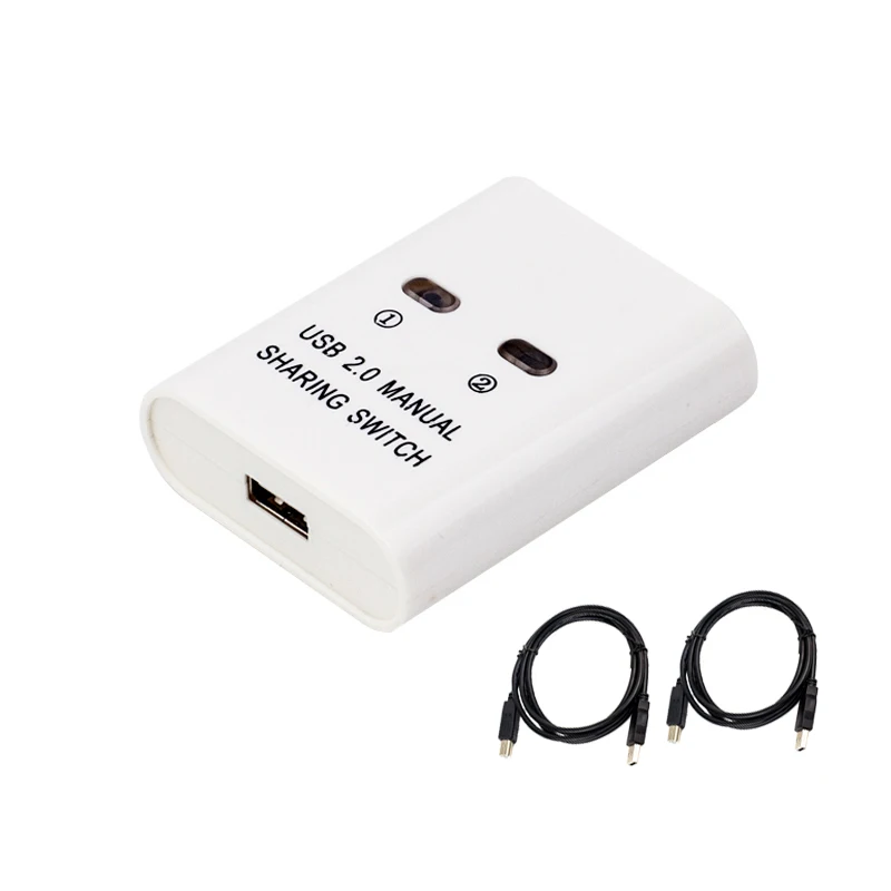 USB Switch 2 Port Manual USB HUB Two Computers Share U Disk Printer Device Two In One Out USB2.0 Sharer With Cable