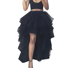 Черная эластичная юбка из тюля с высокой талией, женские летние сексуальные вечерние юбки макси, Женская юбка-пачка из неровной сетки, Faldas Jupe
