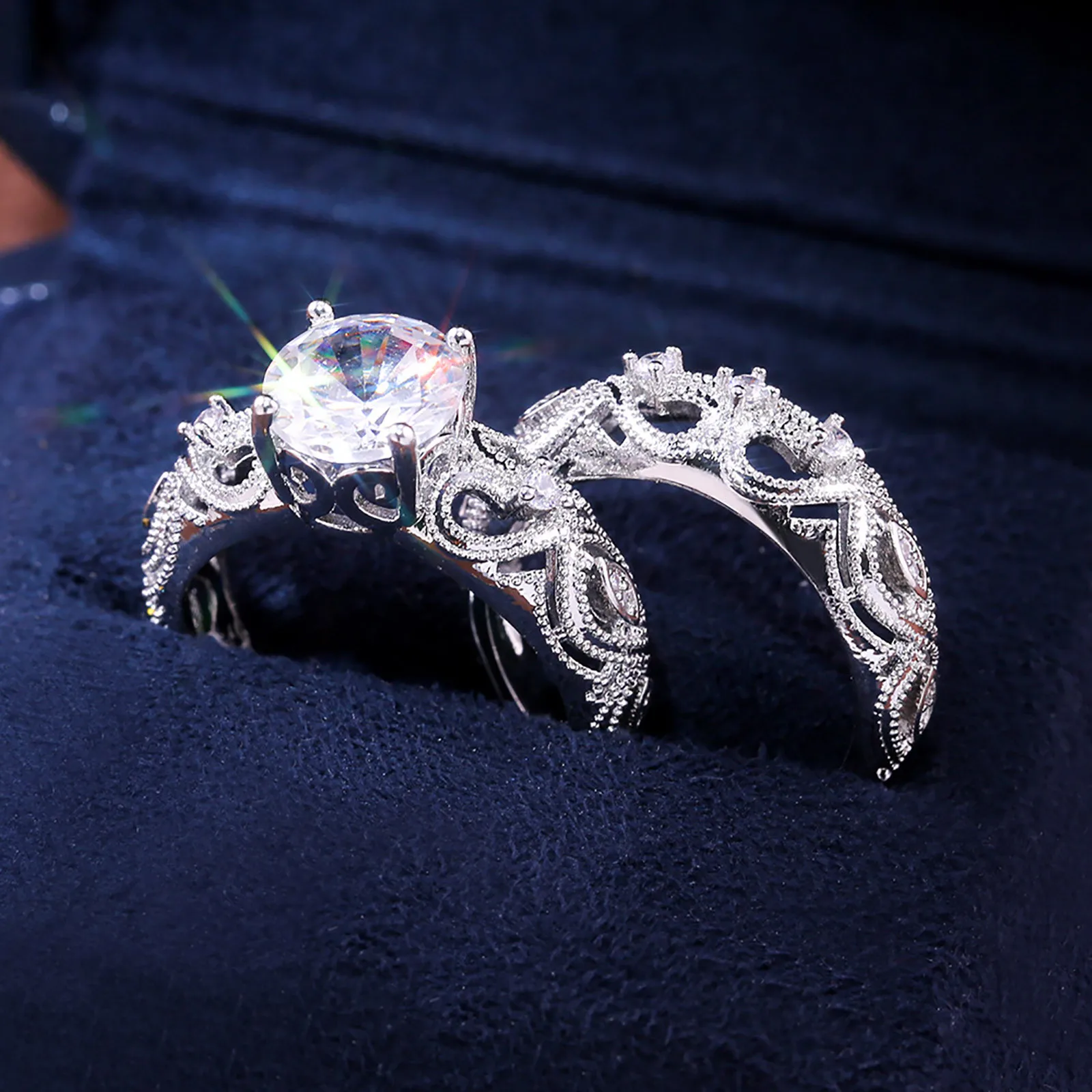 2pcs Fashion 2021 Rings For Couples Good Match Ring Hollow Love Combination Couple 2 Piece Set Ring Size 6-10 Кольцо 2