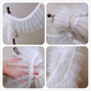 

5 Yards/lot 12cm wide white mesh lace water-soluble sweater skirt swing cuff lace accessories