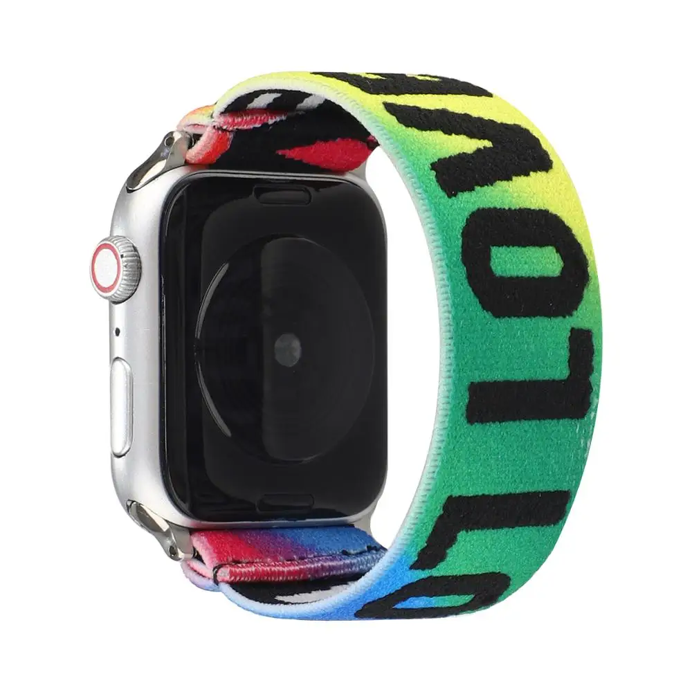 Ремешок спортивный для Apple Watch Series 6 SE 5 4 3 2 1 гибкий тканевый браслет из нейлона