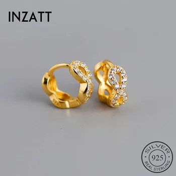 

INZATT Real 925 Sterling Silver Geometric Zircon Infinite Hoop Earrings For Fashion Women Party Fine Jewelry 2020 Accessories