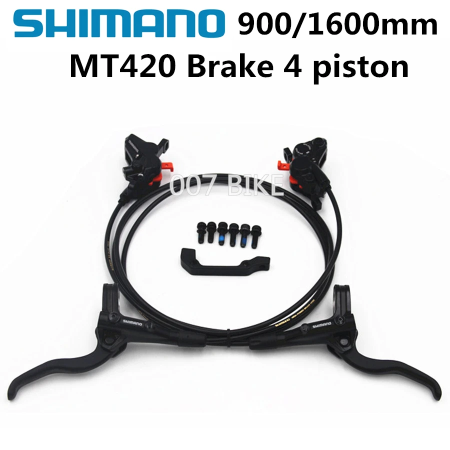 Новинка SHIMANO MT420 MT520 4 поршневой тормоз Горный велосипед Hidraulic Дисковый Тормоз MTB левый и правый MT400 2 поршневой MT401 тормоза - Цвет: MT420 4 piston