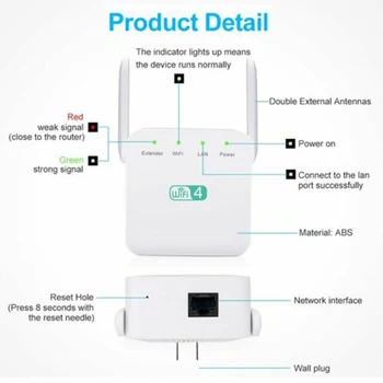 

2.4Ghz Dual Band WiFi Extender Zen Booster 300M Internet Range Zenbooster Router Signal Booster GDeals