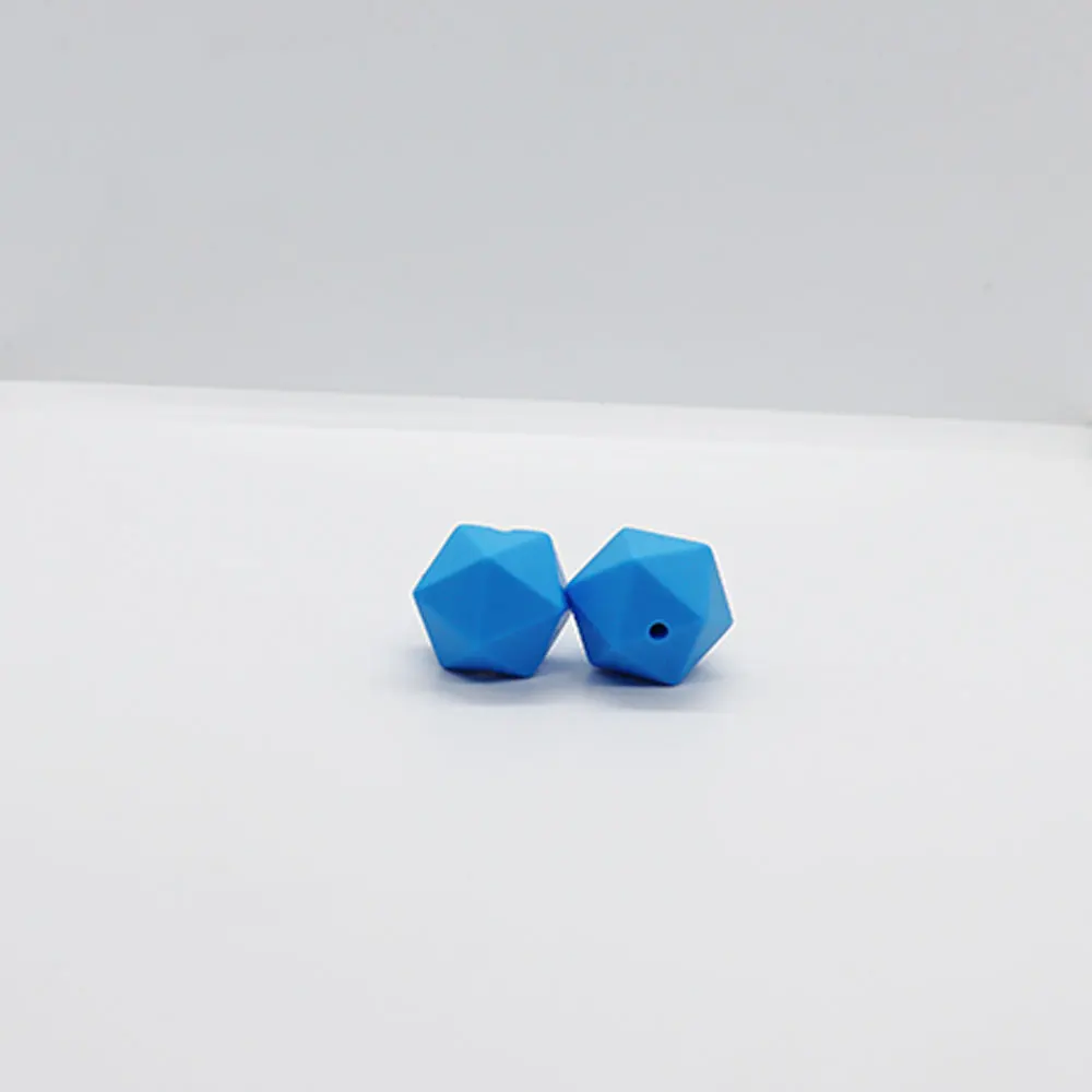 Sky Blue Multi Face 10 шт./лот шестиугольник икосаэдр силиконовые бусины пищевого качества Детские Прорезыватели для самостоятельного изготовления ювелирных изделий ожерелье детские товары - Цвет: Sky Blue Multi Face