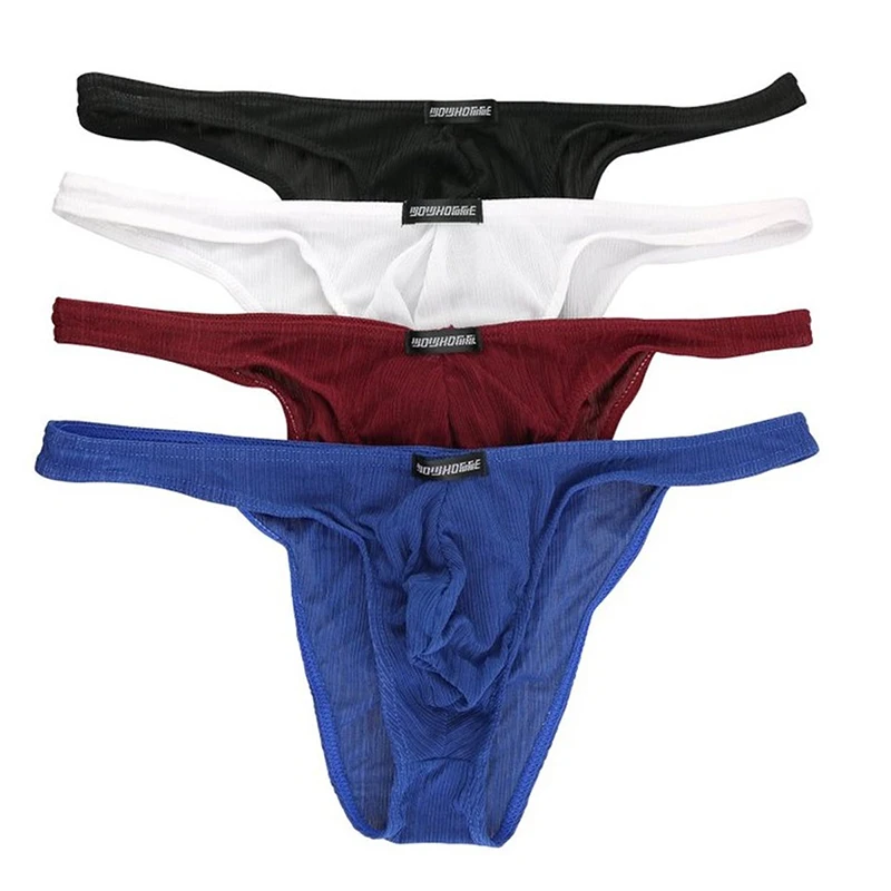 4pcs/lots Sexy Mens Underwear Mesh Micro Panties Jockstrap Slip Homme