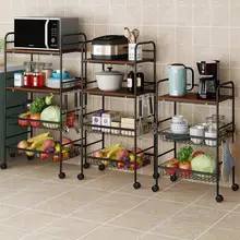 Кухонная полка: Напольная многослойная кухонная утварь, микроволновая печь, полка для хранения