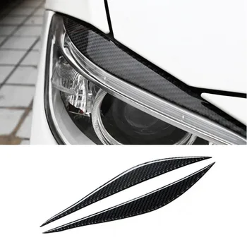 

2Pcs Carbon Fiber Car Sticker Headlight Eyebrows Front Headlamp Eyebrows Eyelids Trim Strips for BMW F30 320i 325i 316i 3 series