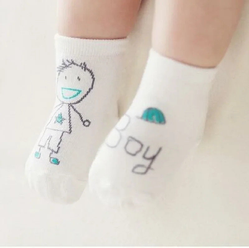 1 пара милых детских носков носки-тапочки для новорожденных хлопковые носки мягкие дышащие носки противоскользящие латексные носки для детей 0-20-2 лет - Цвет: Boy