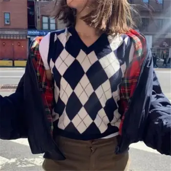 

Sweater vest women knit vest woman fall tops autumn v neck sweaters women plus size knitted pullover sweaters for women autumn