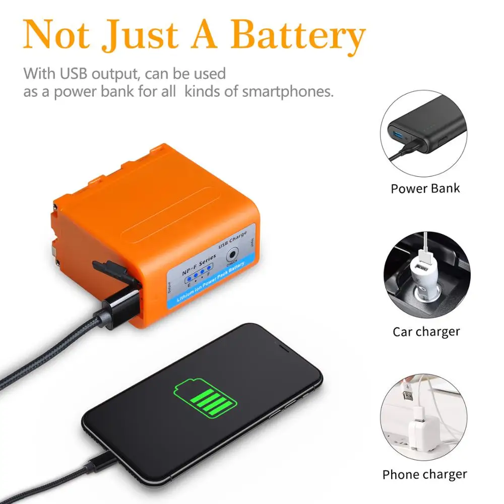 Indicador de Energia da Bateria para Sony Saída F730 4 F770 Led np F960 F970 Np-f550 Ccd-trv58 V1j z1 Pcs 5200mah Usb Np-f750 - Image 6