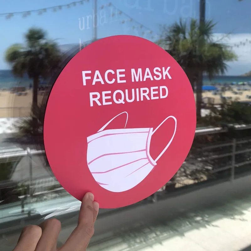 Face Mask Required Sign Wall Window Glass Signage Public Safety Decal Rounded Costumes Cosplay Accessories masque Decoration | Дом и сад