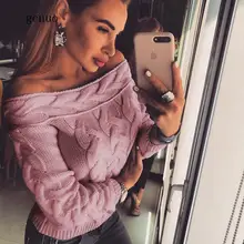 Genuo New 2020 Women Sexy Off Shoulder Sweaters Autumn Winter Knitted Sweater Long Sleeve Slash Neck Pullovers Genuo New 2020 Women Sexy Off Shoulder Sweaters Autumn Winter Knitted Sweater Long Sleeve Slash Neck Pullovers
