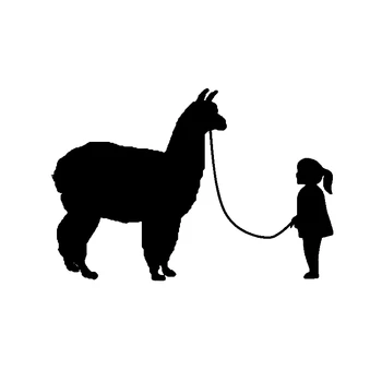 

Personality Girl Walking Alpaca Truck Car Stickers Laptop Accessories Waterproof Auto Car Window Motorcycle Decal PVC 14cm X 9cm