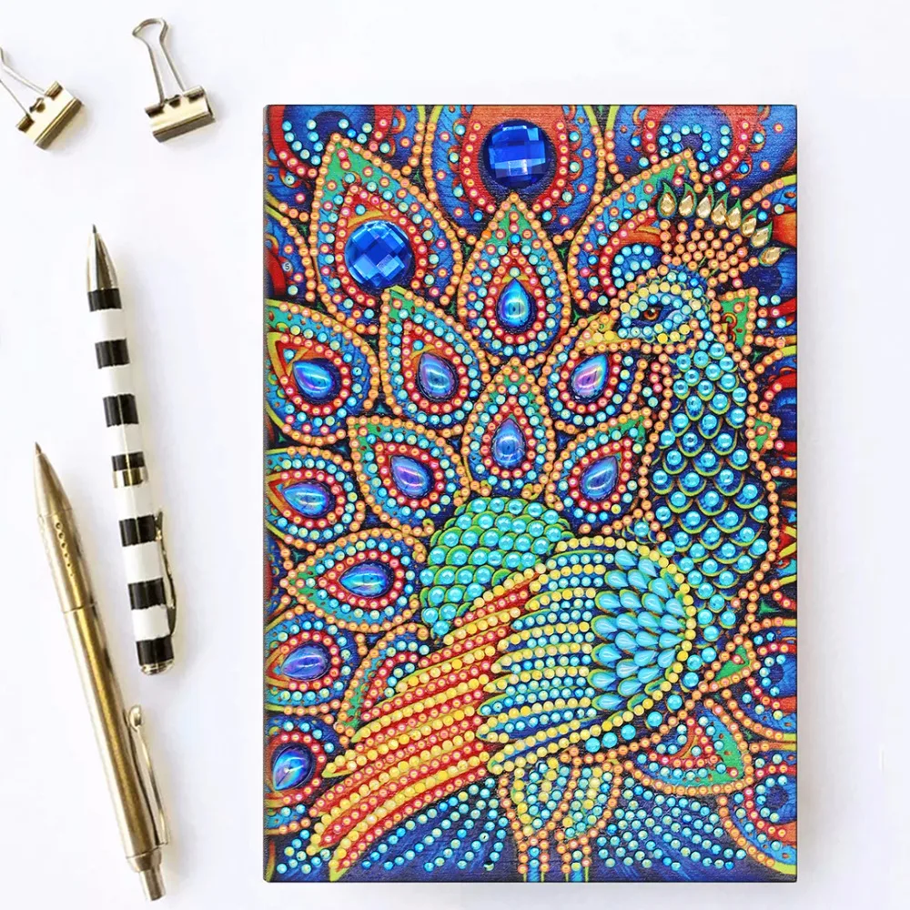 

Notebook Diamond Painting Peacock 5D Special Diamond Shaped Rhinestone Picture Embroidery with Diamond Painting Kit Tool