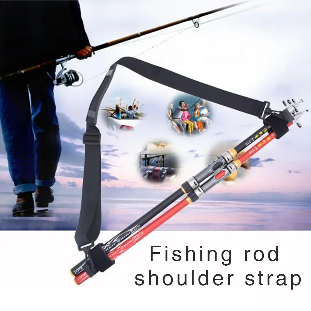 Fishing Rod Carry Strap Portable Outdoor Tackle Shoulder Band Belt
