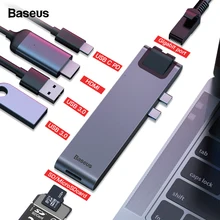Baseus концентратор USB Type C к HDMI RJ45 Ethernet мульти USB 3,0 Thunderbolt 3 адаптер питания для MacBook Pro Air USB-C док-станция