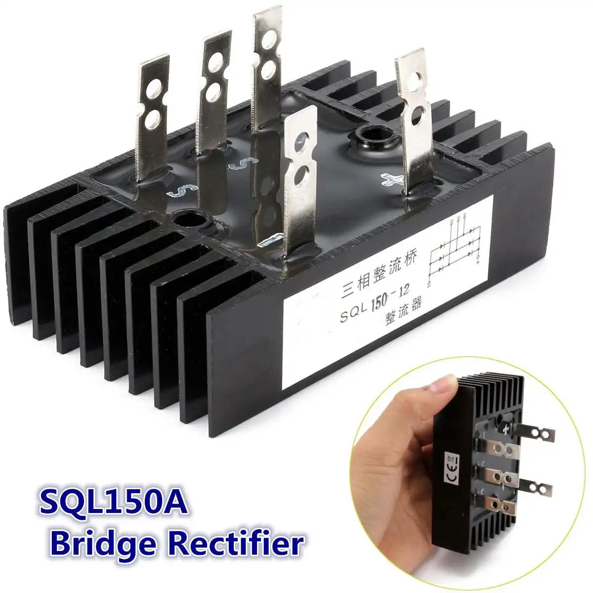 1 шт. 3 фазы диодный мост выпрямителя 150A 1000 V-1600 V SQL150A 200 градусов Алюминиевый модуль электронной Компоненты и принадлежности